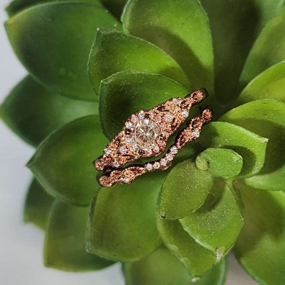 Rose Gold Silver 925 Bridal Ring Set 10